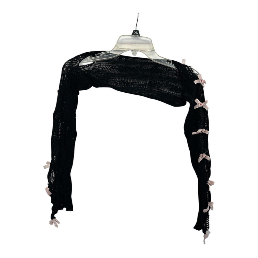 Garage Black Lace Shrug with Pink Bows